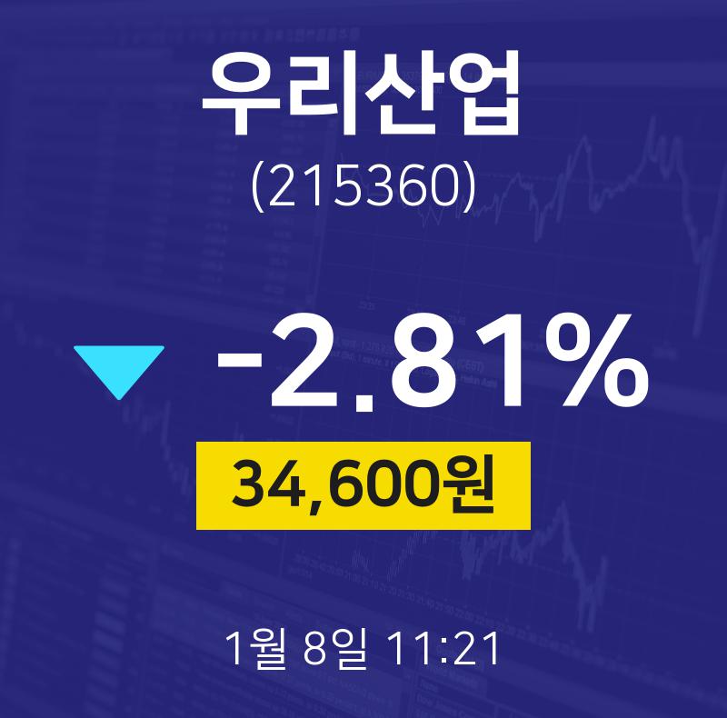 우리산업주식실시간  8일  현재 34600원