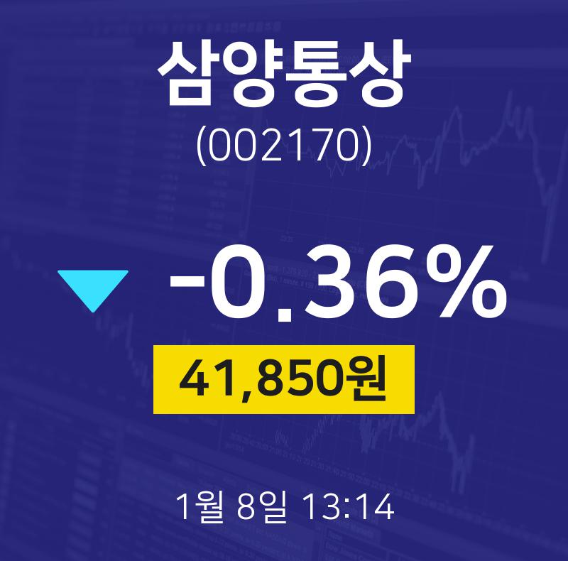 1월 8일 삼양통상 오늘주식시세 41850원  -0.36%