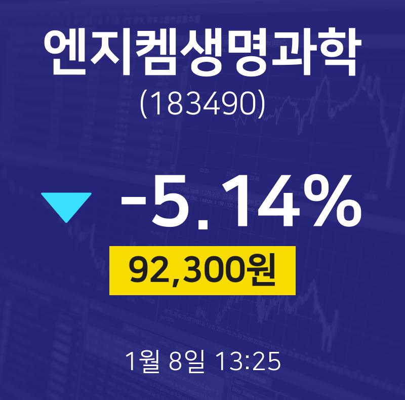 엔지켐생명과학주식종목  8일  현재 92300원