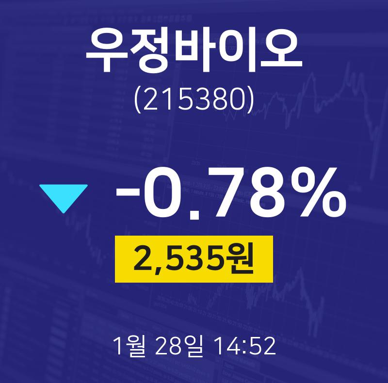 우정바이오주식종목  28일  현재 2535원