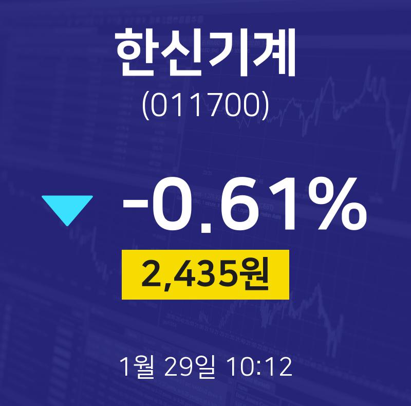 증권투자 한신기계 주가 29일  현재 2435원