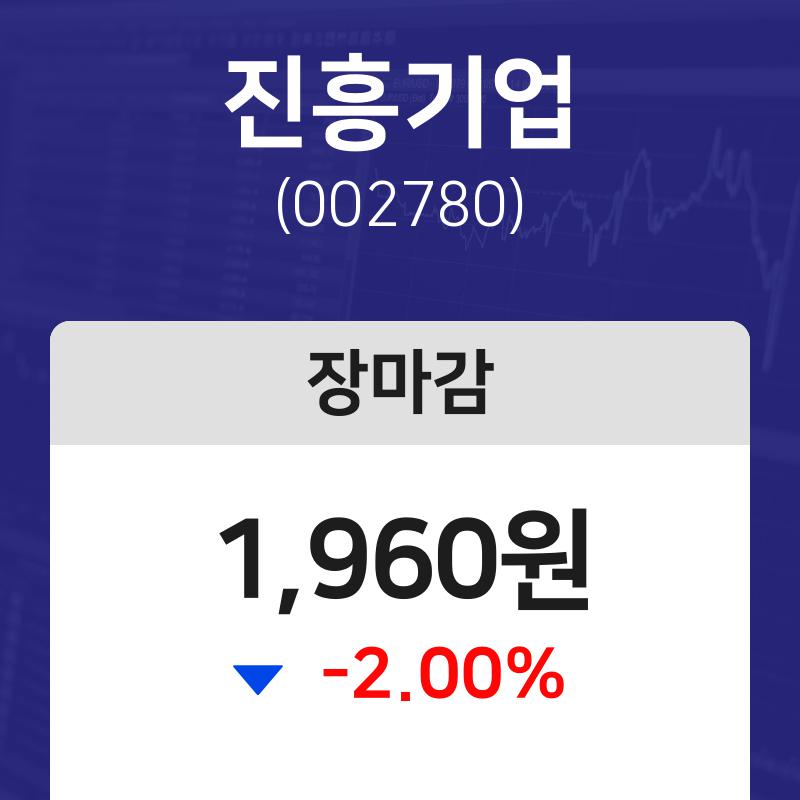 (내외마감) 25일 진흥기업 마감증시 1960원...
