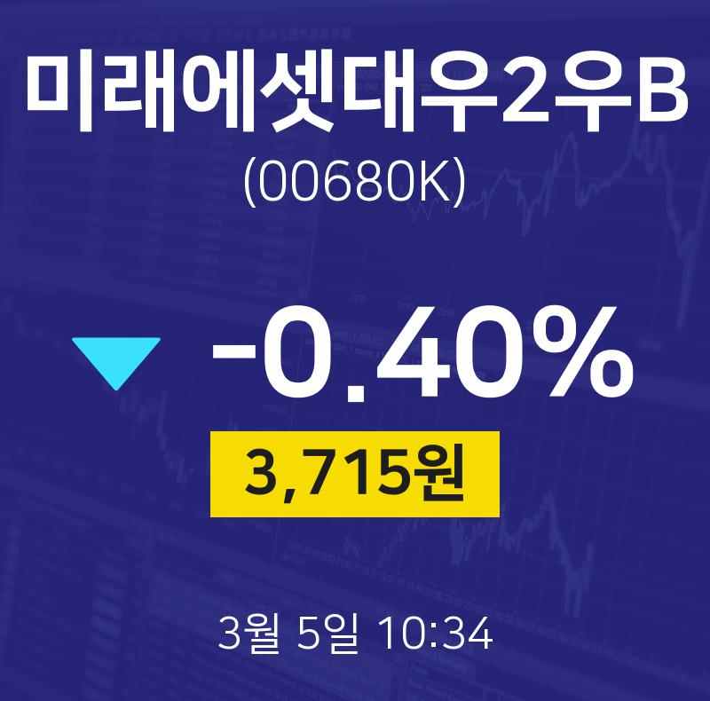 주식종목시세 미래에셋대우2우B 주가 5일  현재 3725원