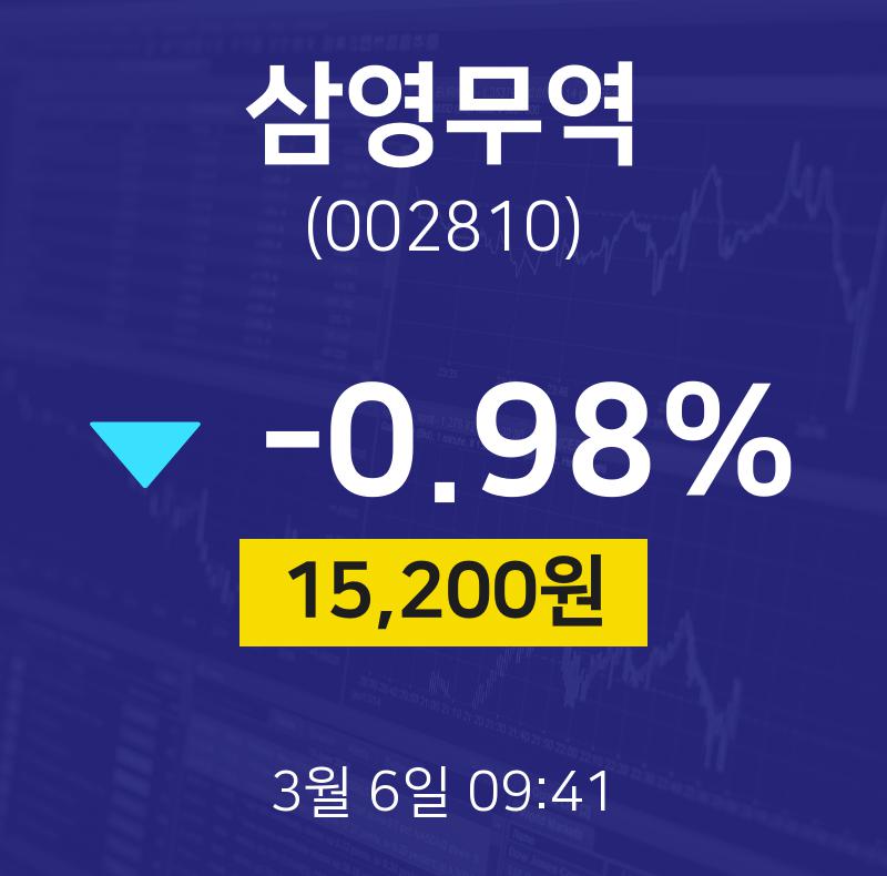 삼영무역주식종목  6일  현재 15200원