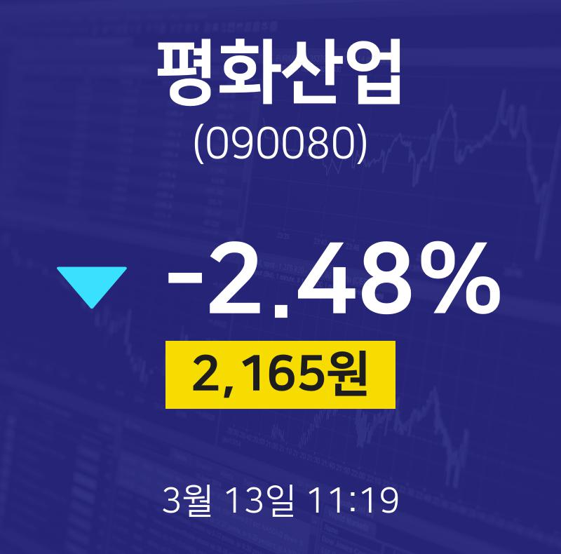 평화산업주식장  13일  현재 2165원