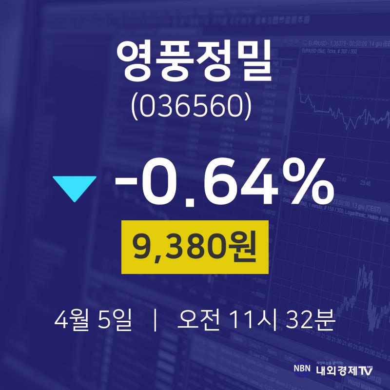영풍정밀오늘주식시장  5일  현재 9380원