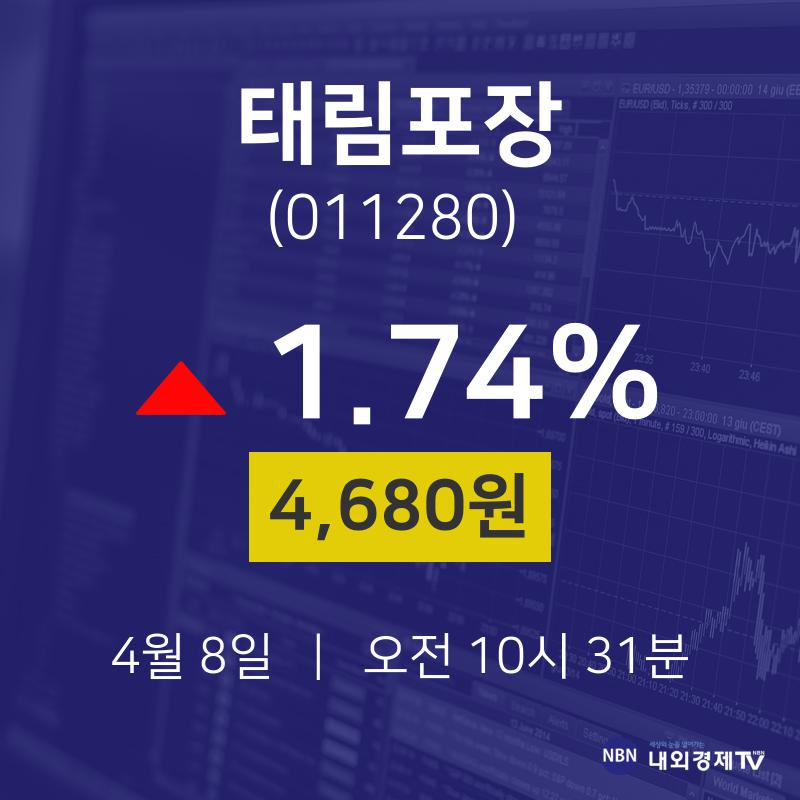 4월 8일 태림포장 주식증권 1.74% 4680원