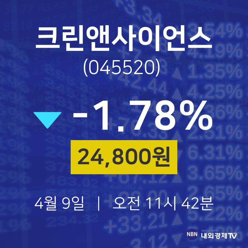 투자주식 크린앤사이언스 주가 9일  현재 24800원