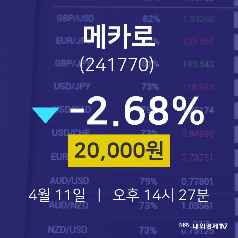 주식장 메카로 주가 11일  현재 20000원