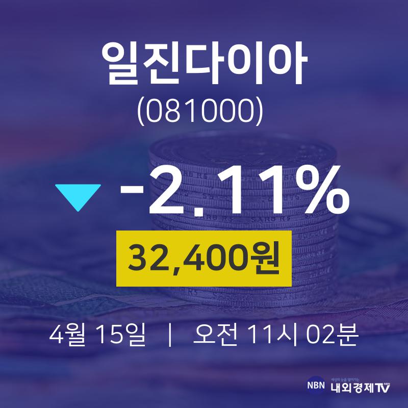 오늘주식시세 일진다이아 주가 15일  현재 32400원