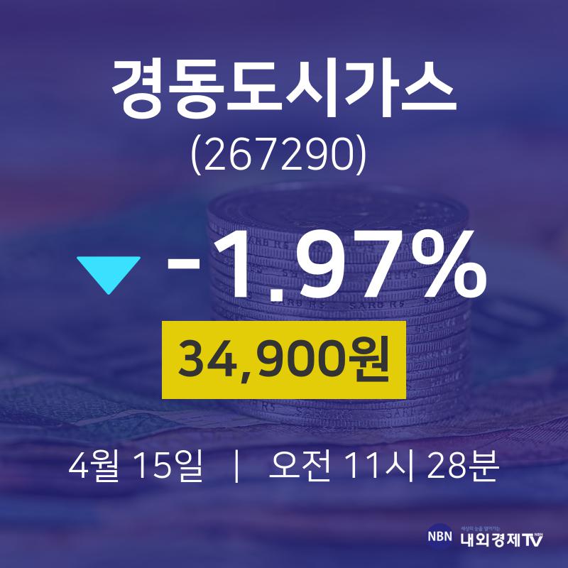 주식장 경동도시가스 주가 15일  현재 34900원