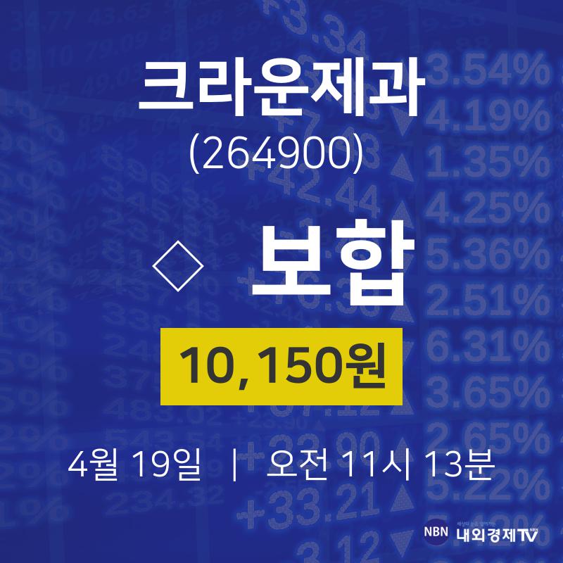 주식추천주 크라운제과 주가 19일  현재 10150원