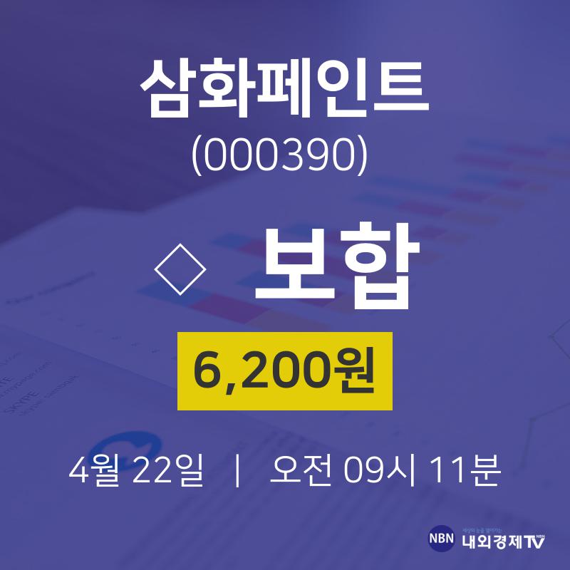 삼화페인트증권주식  22일  현재 6200원