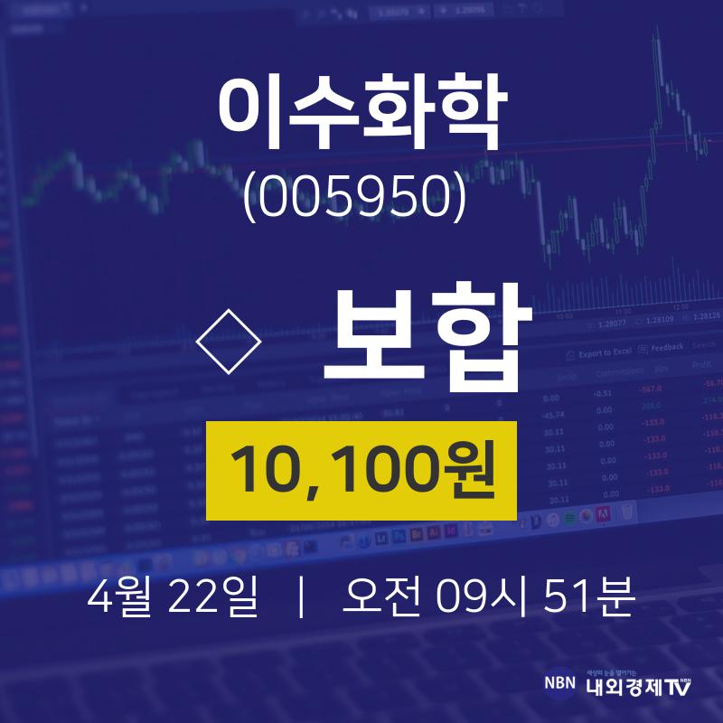 4월 22일 이수화학 시세보기 0.00% 10100원