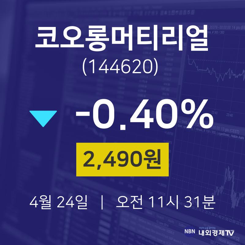 4월 24일 코오롱머티리얼 오늘주식 -0.40% 2490원