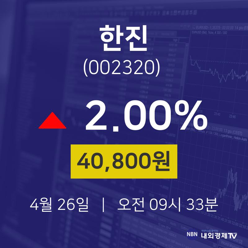 4월 26일 한진 종목검색 2.00% 40800원