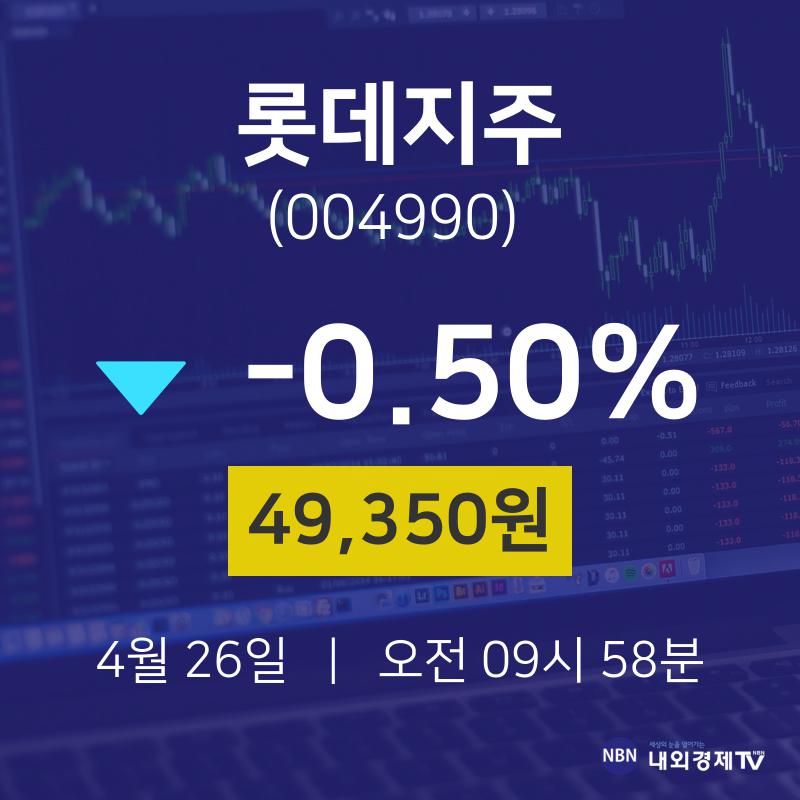 오늘주식장 롯데지주 주가 26일  현재 49350원