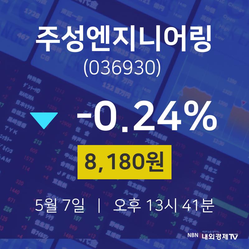 5월 7일 주성엔지니어링 주식현황 -0.24% 8180원