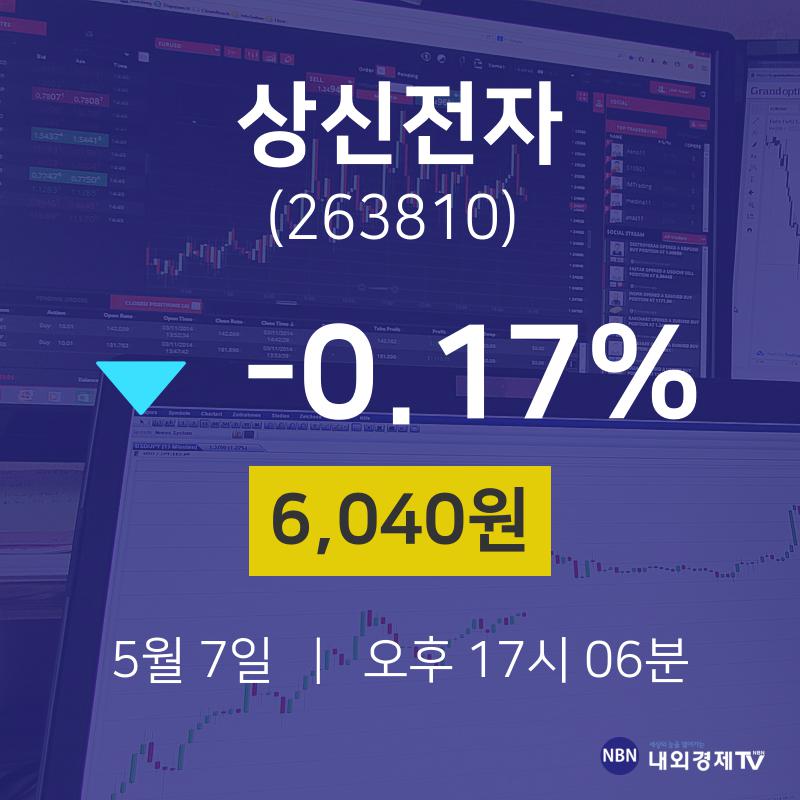 상신전자증권주식  7일  현재 6040원