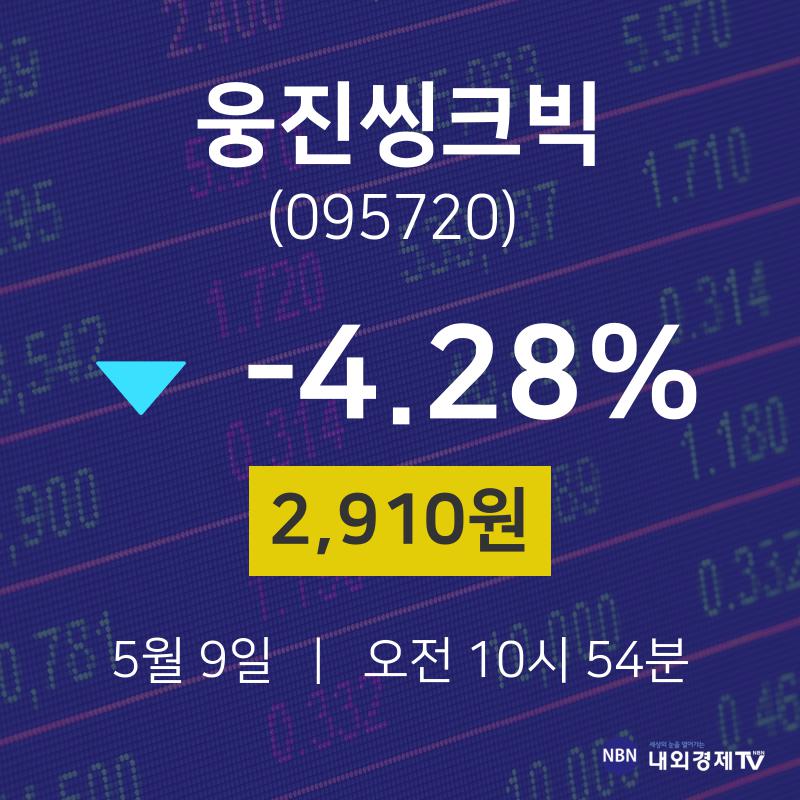 주식종목시세 웅진씽크빅 주가 9일  현재 2910원