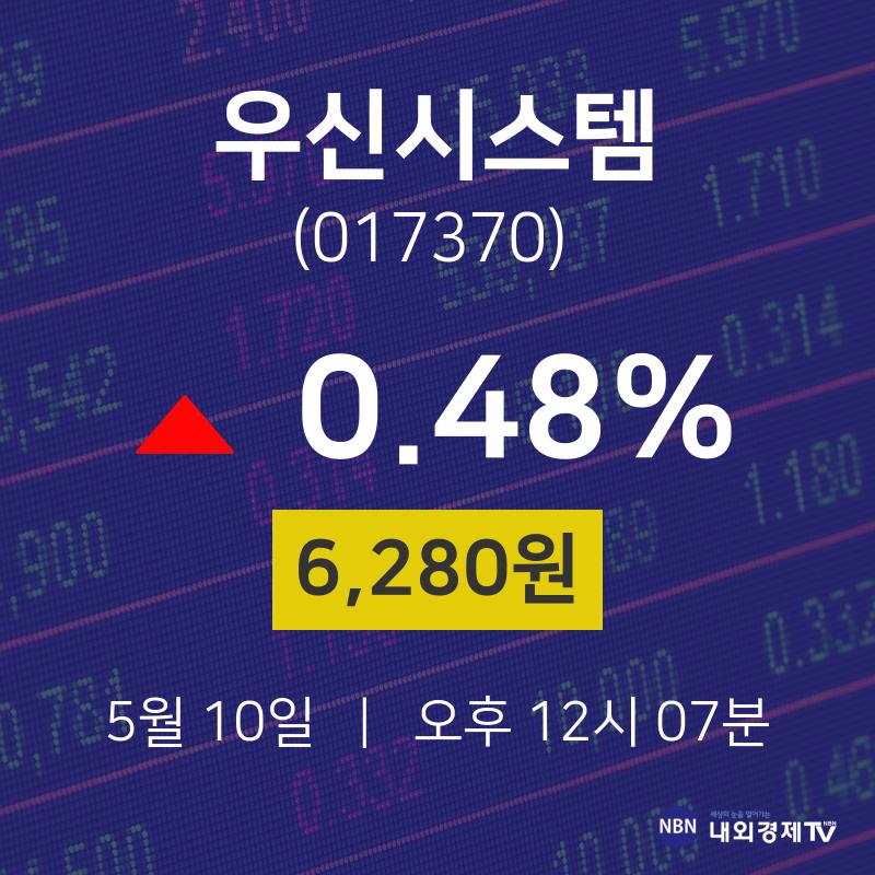 실시간주식현황 우신시스템 주가 10일  현재 6280원