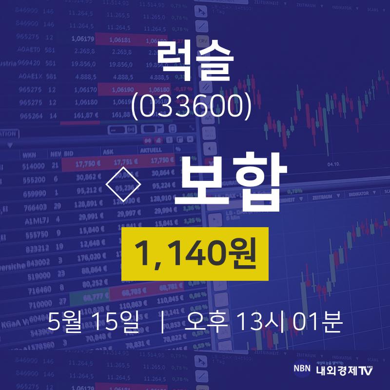 배당주식 럭슬 주가 15일  현재 1140원