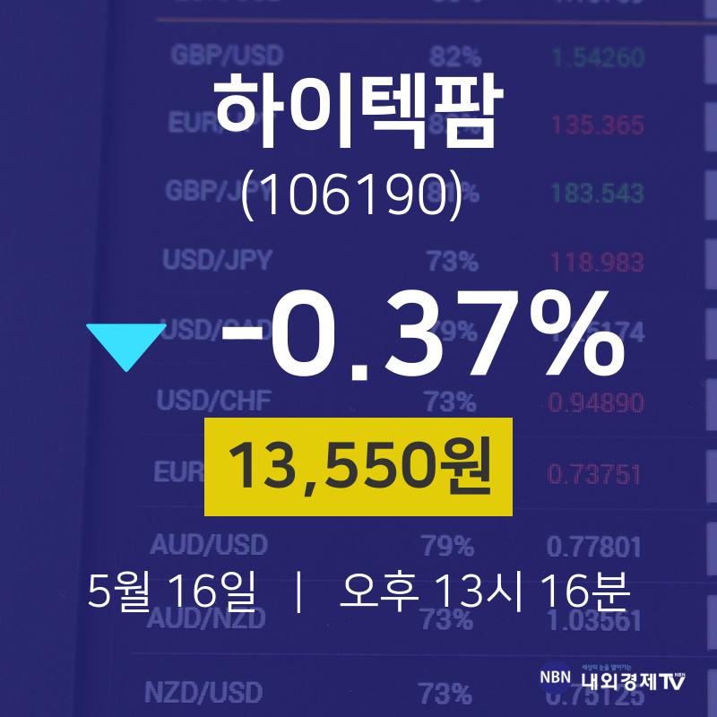 주식종목 하이텍팜 주가 16일  현재 13550원