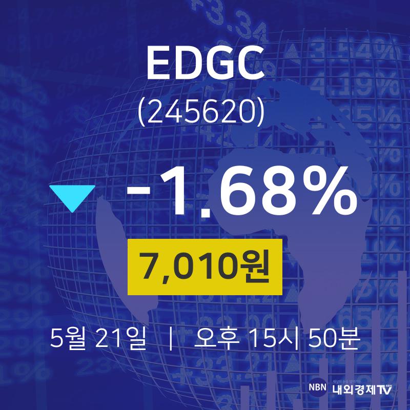 오늘주식장 EDGC 주가 21일  현재 7010원