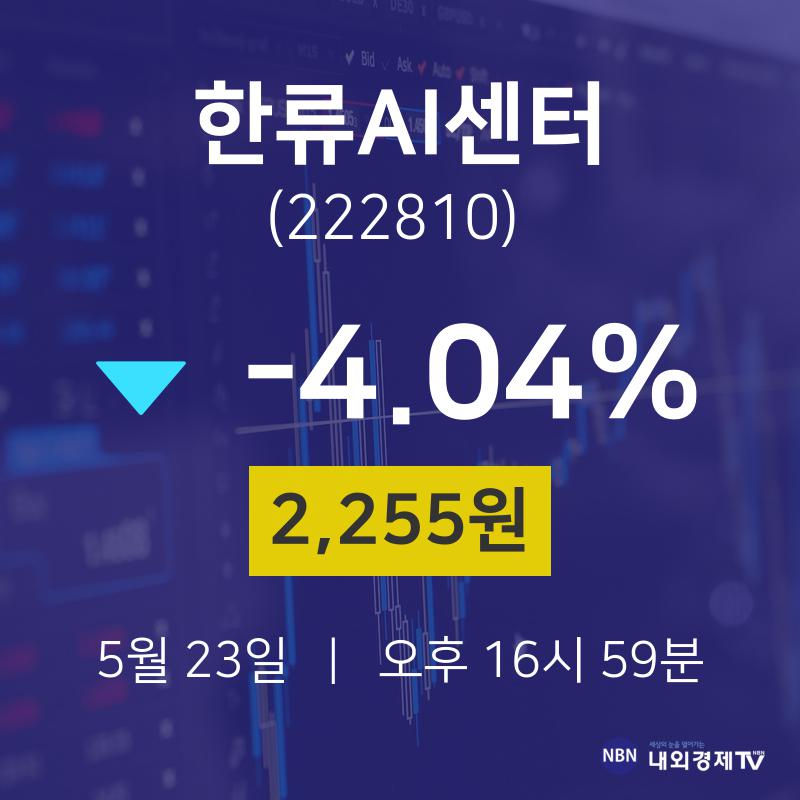 주식주가 한류AI센터 주가 23일  현재 2255원
