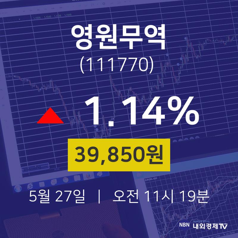 주식종목 영원무역 주가 27일  현재 39850원