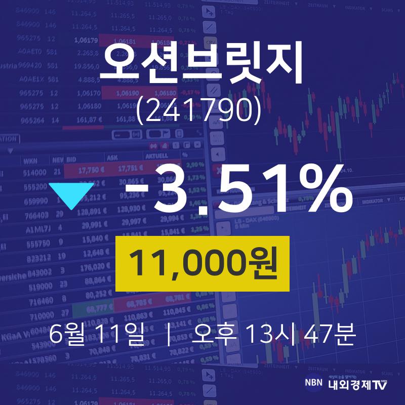 주식종목시세 오션브릿지 주가 11일  현재 11000원