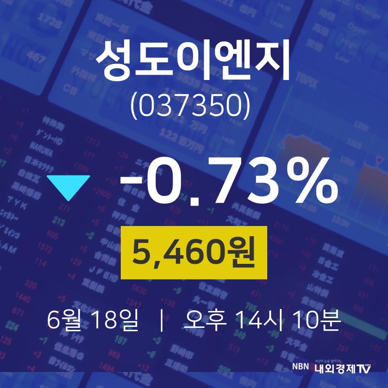 주식증권 성도이엔지 주가 18일  현재 5460원 