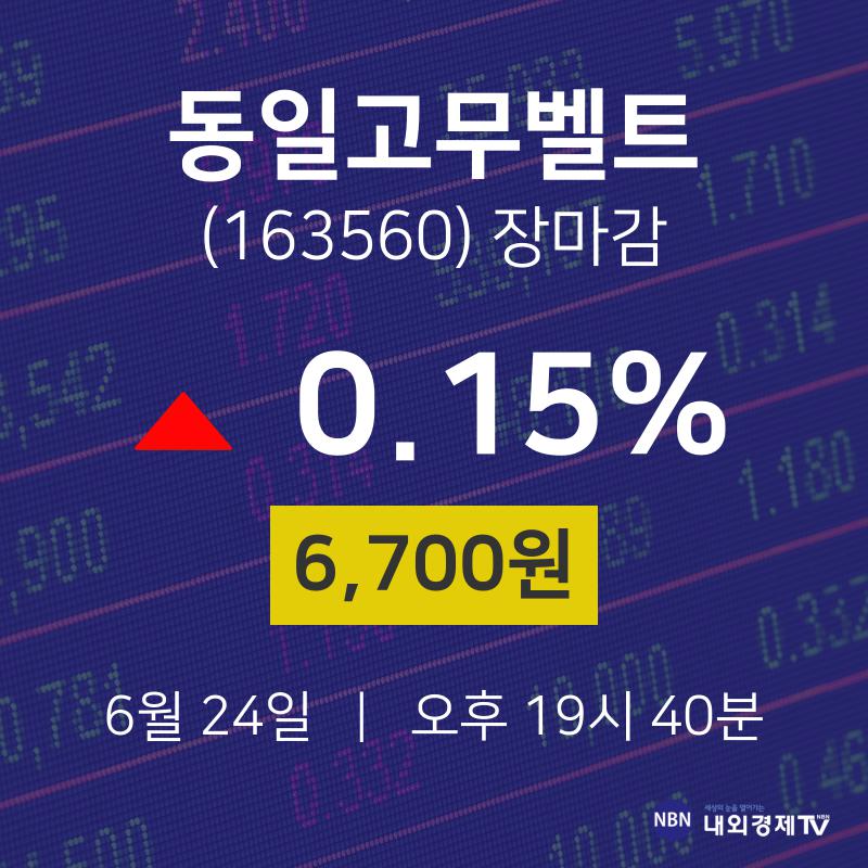 [특징주 종목정보]  24일 동일고무벨트 마감증시 6700원...
