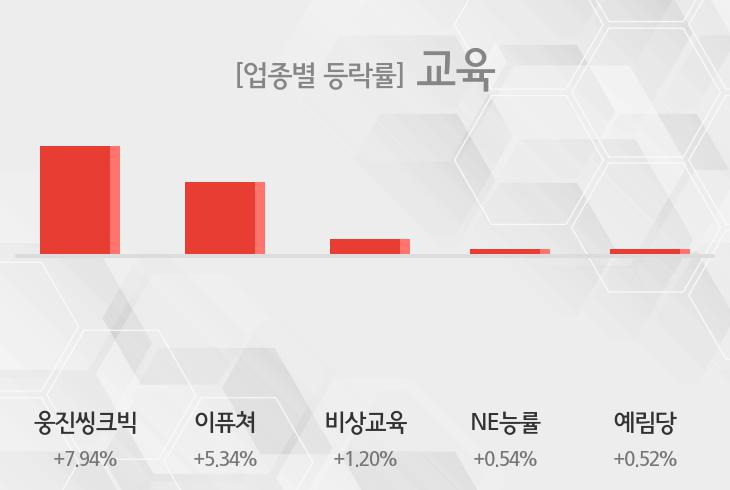 [13시 27분 교육 테마주 시황-오후] 웅진씽크빅,이퓨쳐 등이 주도... 