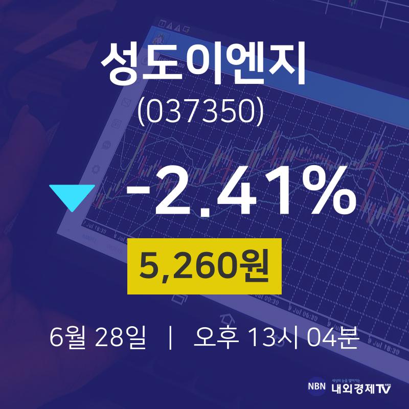배당주식 성도이엔지 주가 28일  현재 5260원 