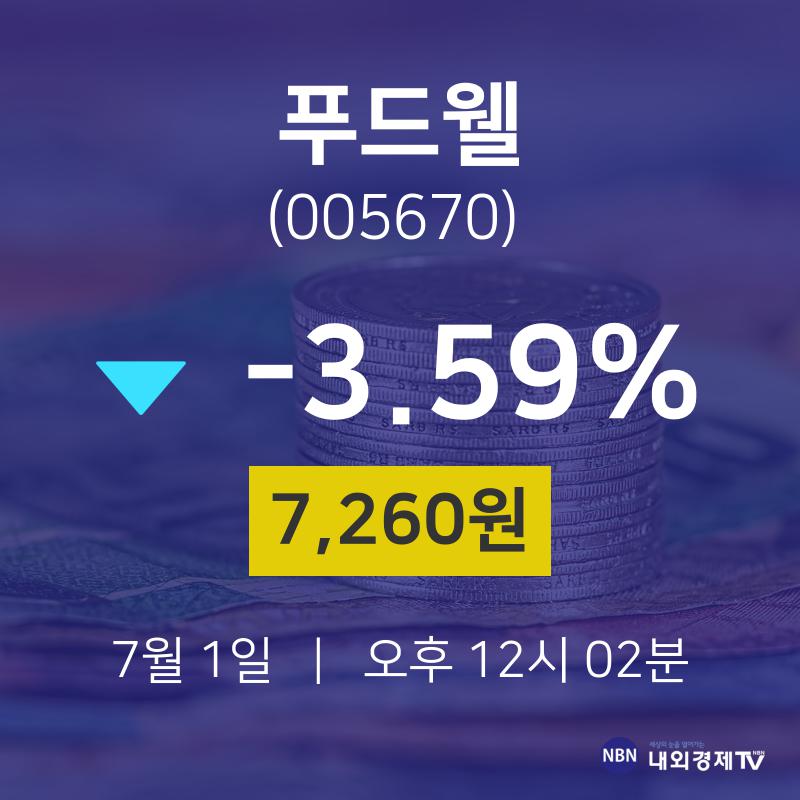 푸드웰오늘주식  1일  현재 7260원 