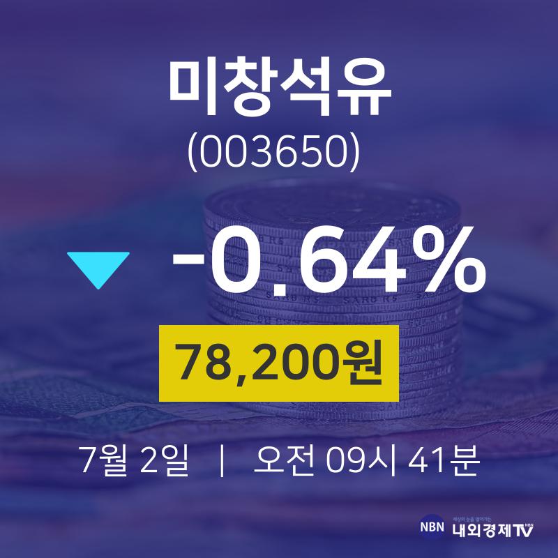 주식주가 미창석유 주가 2일  현재 78200원 