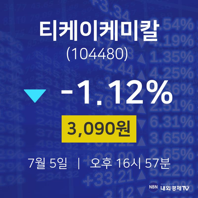 증권주식 티케이케미칼 주가 5일  현재 3090원 