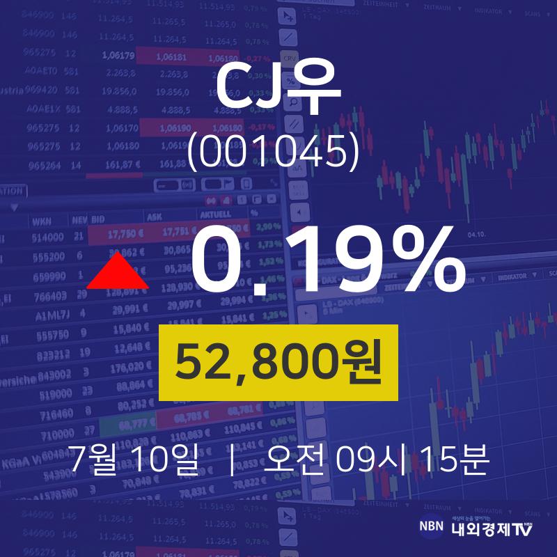 7월 10일 CJ우 주식그래프 0.19% 52800원 
