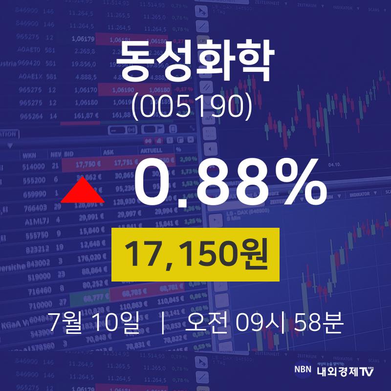 동성화학금일증시  10일  현재 17150원 