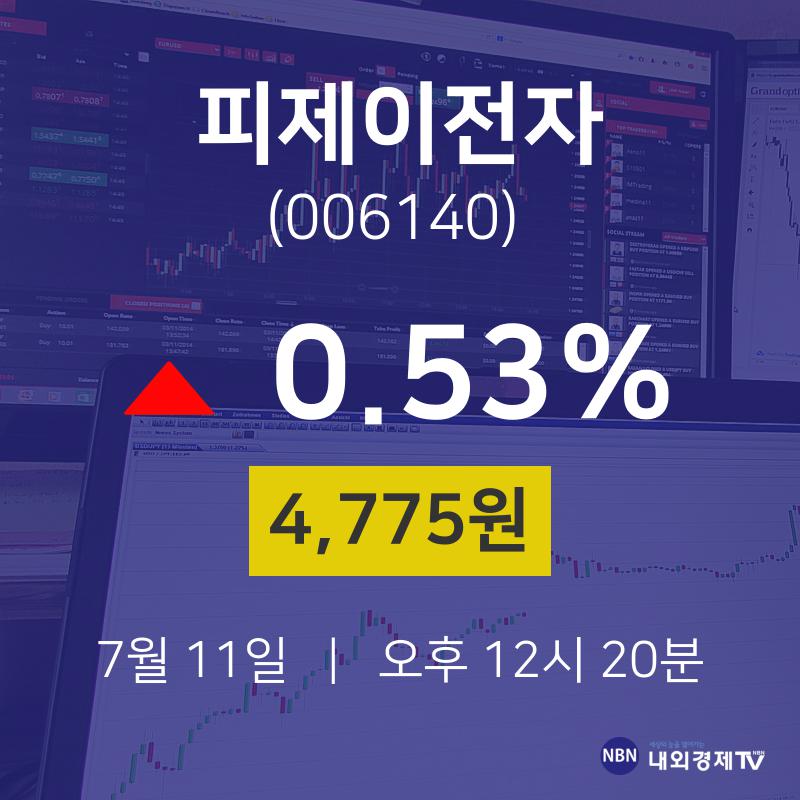 오늘주식시세 피제이전자 주가 11일  현재 4775원 