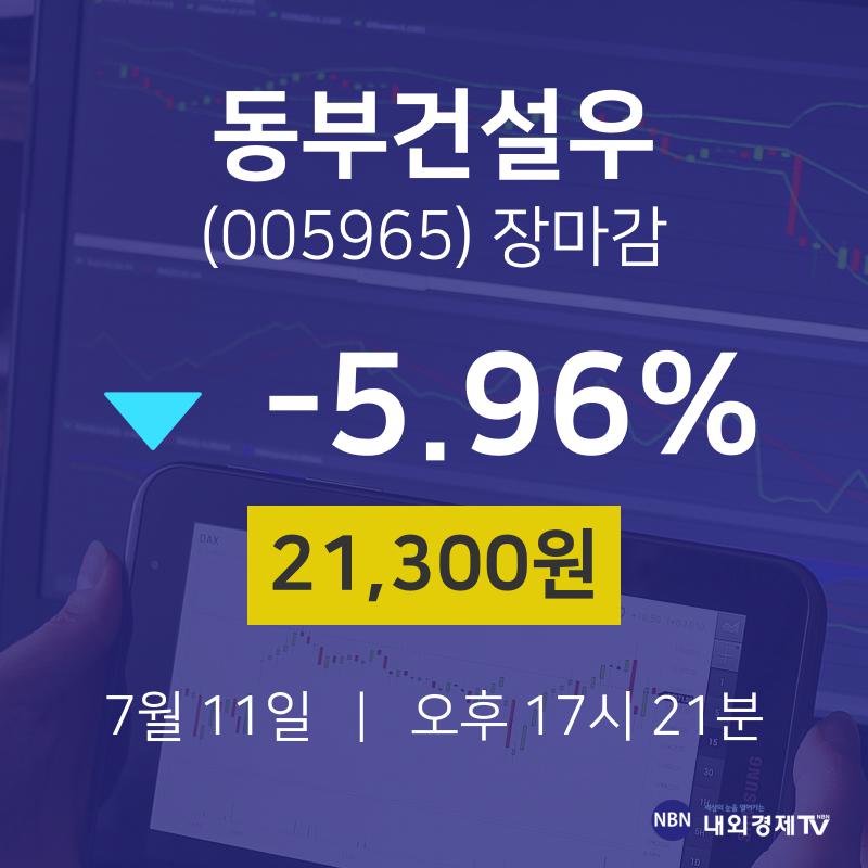 [특징주 종목정보] 7월 11일 동부건설우 21300원으로 장 마감