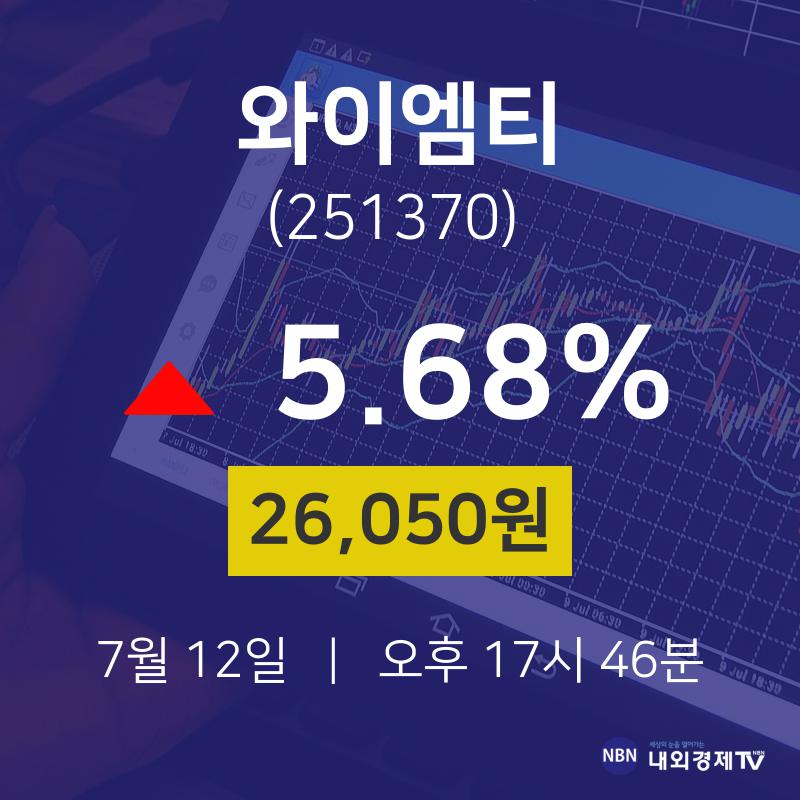 주식증권 와이엠티 주가 12일  현재 26050원 