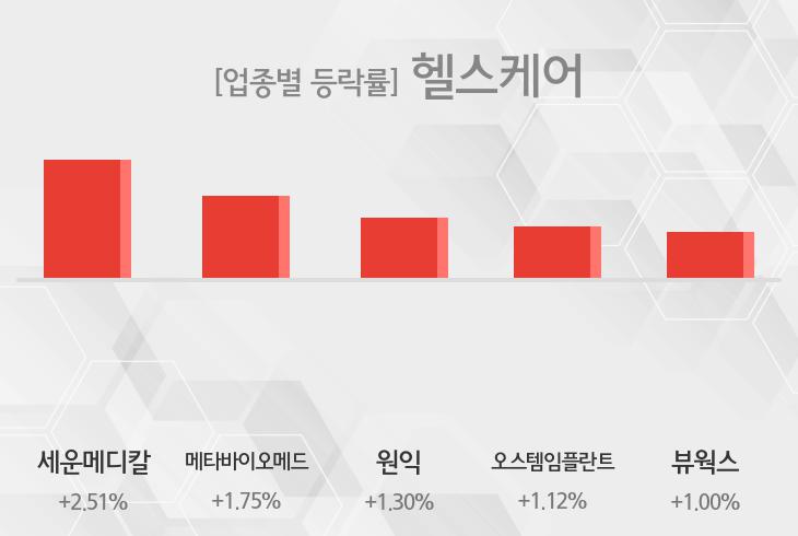 [16일 13시 헬스케어 테마주 오후 시황] 세운메디칼,메타바이오메드 등이 상승세 주도 