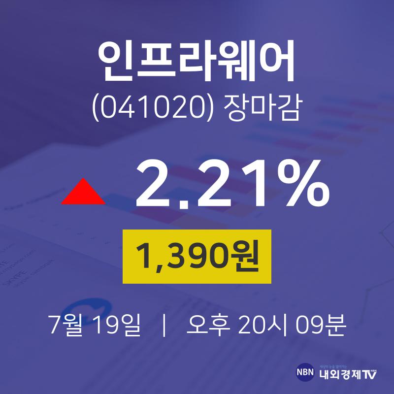 [인기종목 종목정보]  19일 인프라웨어 마감증시 1390원...