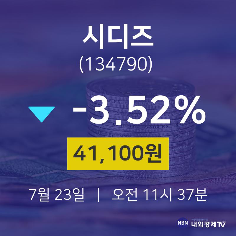 주가그래프 시디즈 주가 23일  현재 41100원 