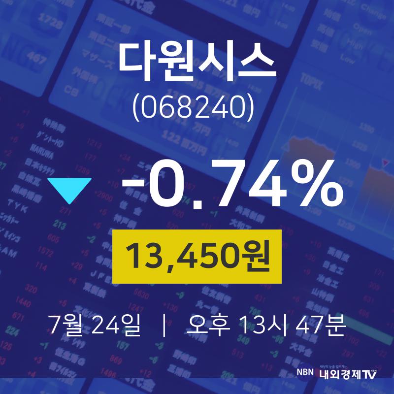주식종목검색 다원시스 주가 24일  현재 13450원 