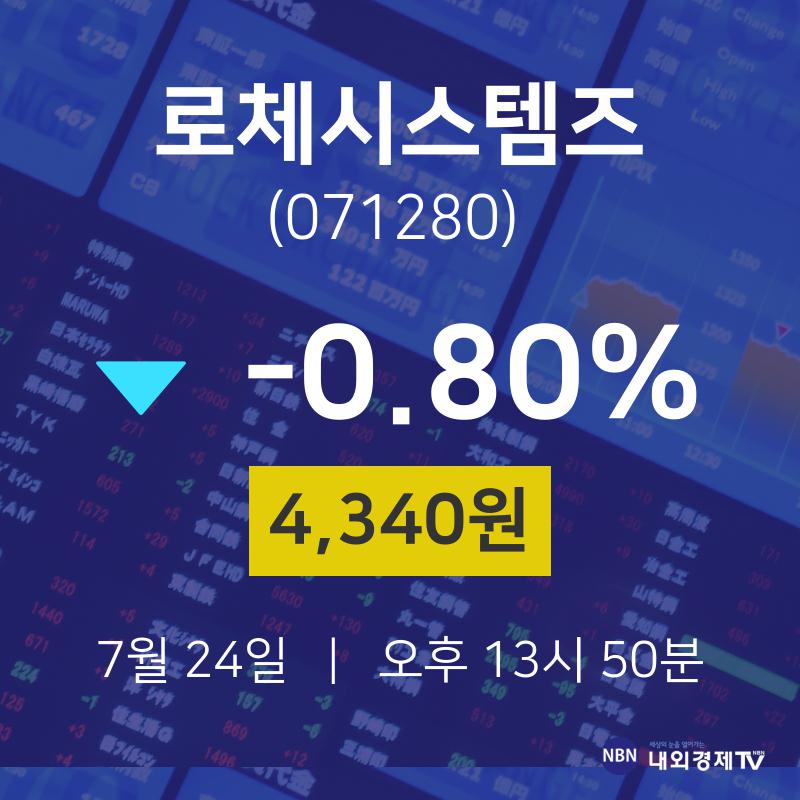 로체시스템즈주식실시간  24일  현재 4340원 