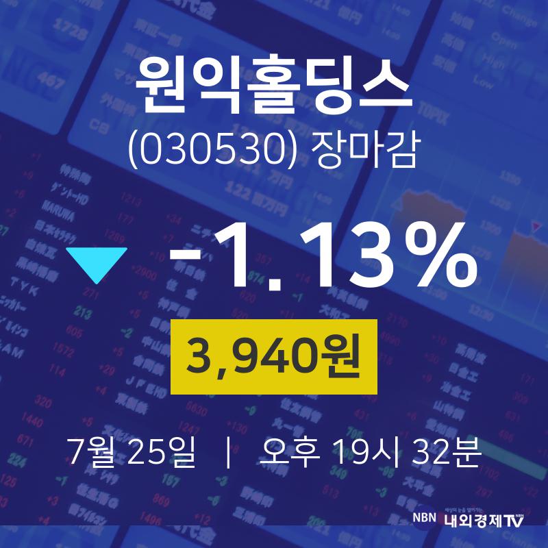 [특징주 주가정보]  25일 원익홀딩스 마감증시 3940원...
