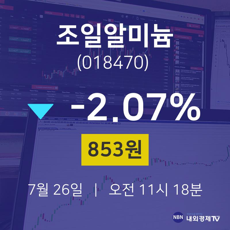 증권매매 조일알미늄 주가 26일  현재 853원 